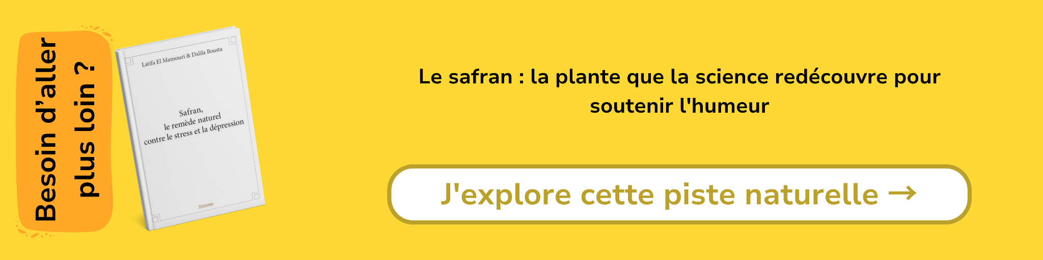 Bannière d'affiliation pour le livre -Le safran, remède naturel contre le stress et la dépression