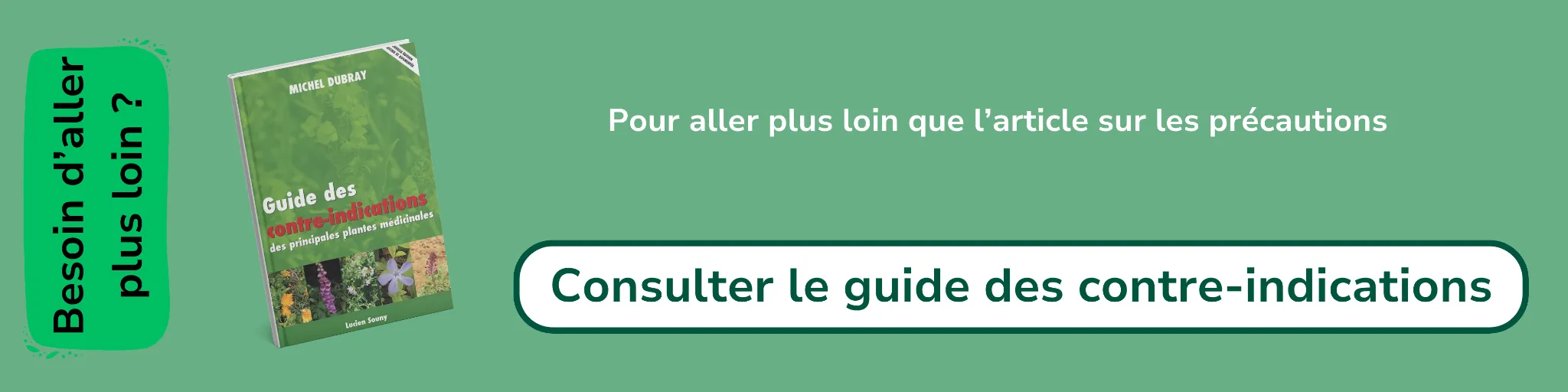 Bannière d'affiliation pour le livre -Guide des contre-indications des principales plantes médicinales