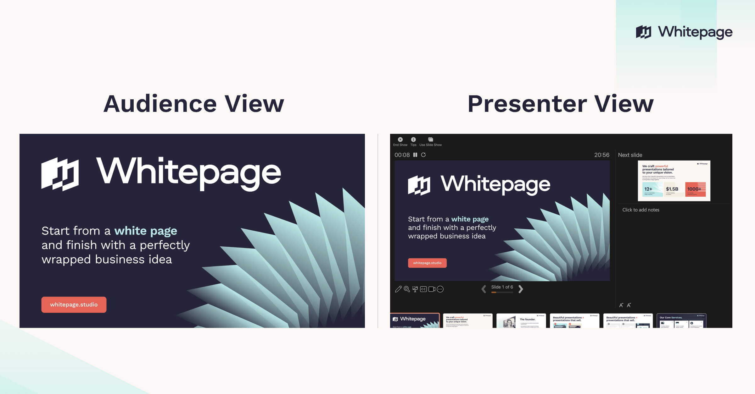 A difference between audience view and presenter view in PowerPoint