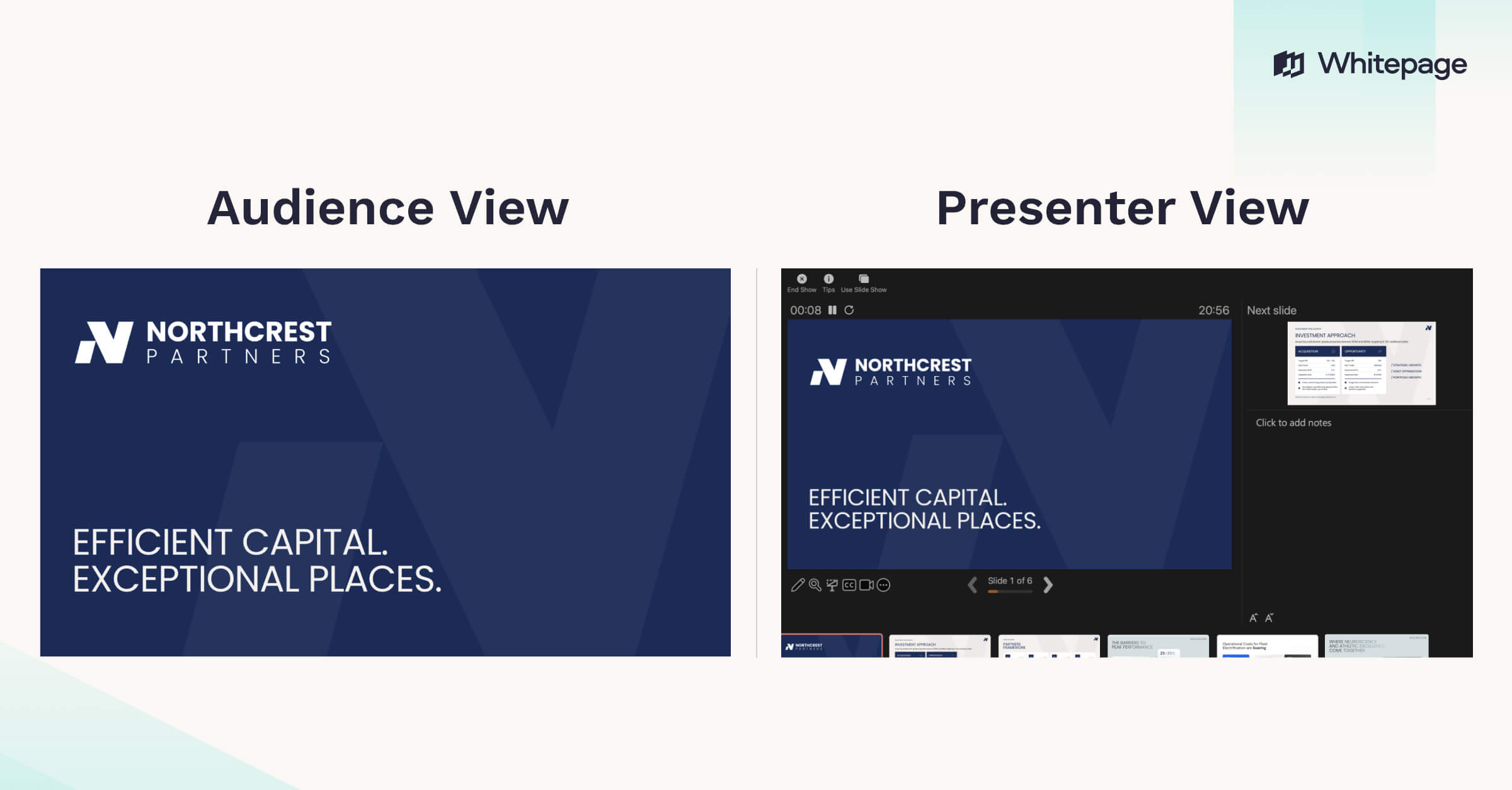 A difference between audience view and presenter view in PowerPoint