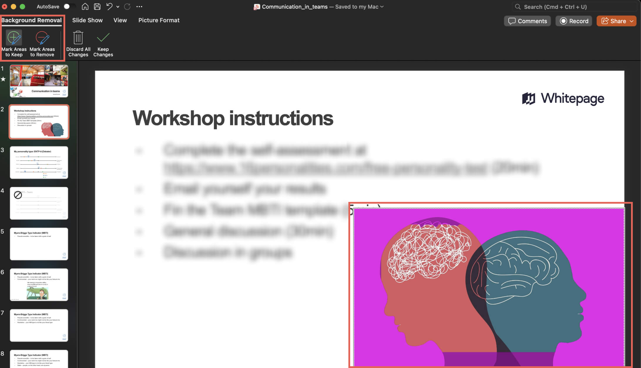 Select area to remove background in PowerPoint