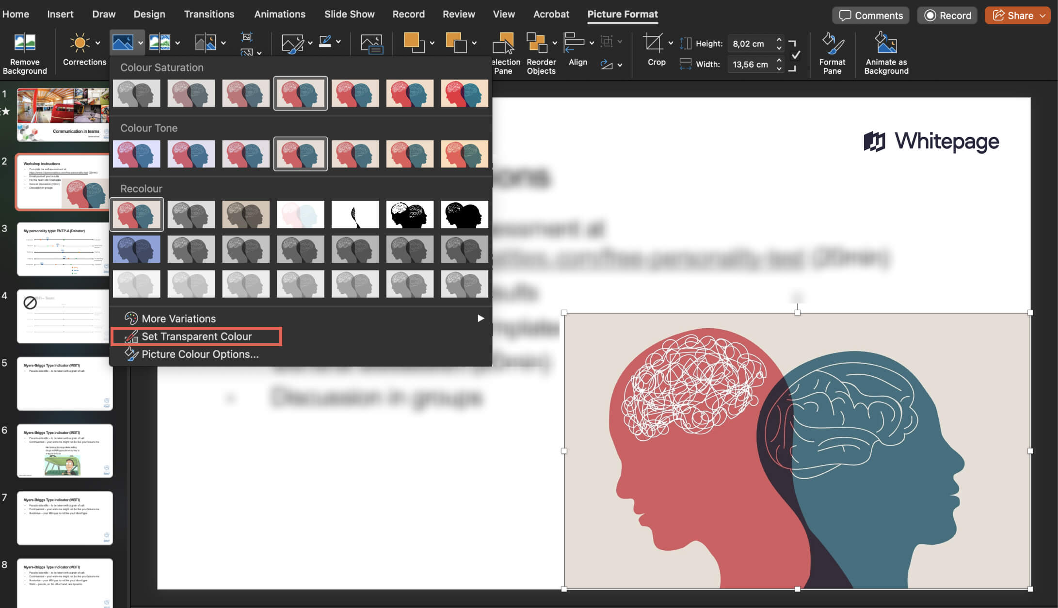 Set transparent background color in PowerPoint