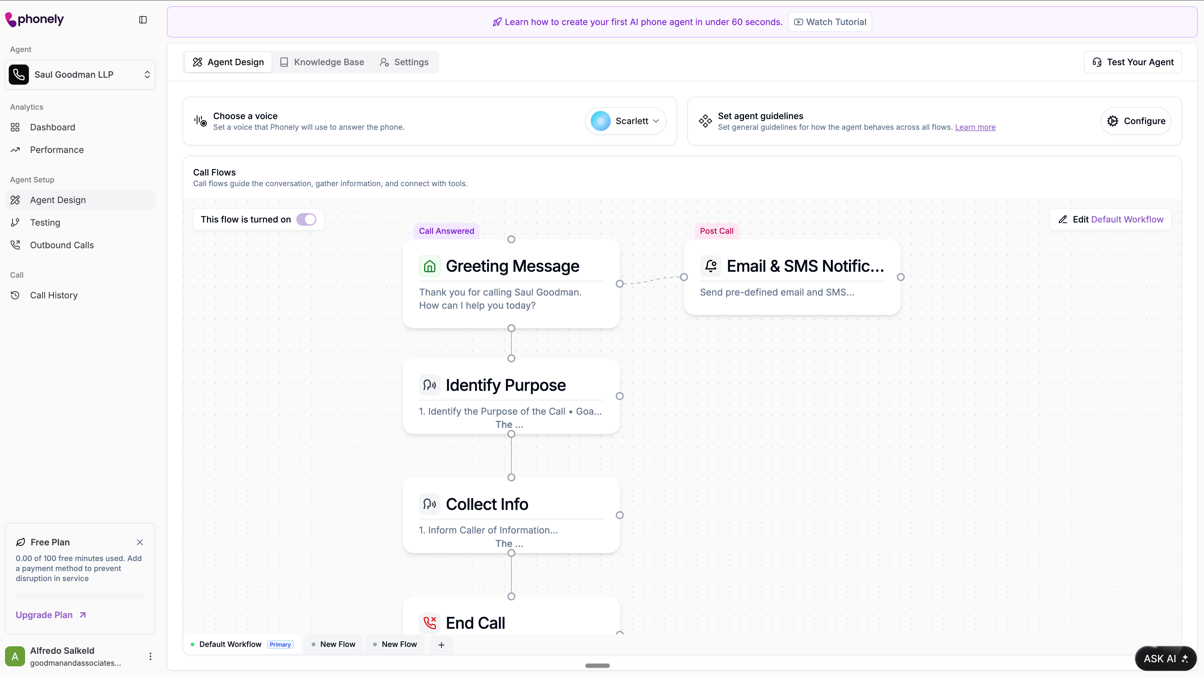 Screenshot of Phonely, a Rosie alternative