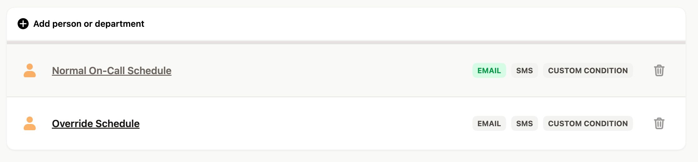 Screenshot of notification settings in Upfirst, allowing you to override your on-call schedule
