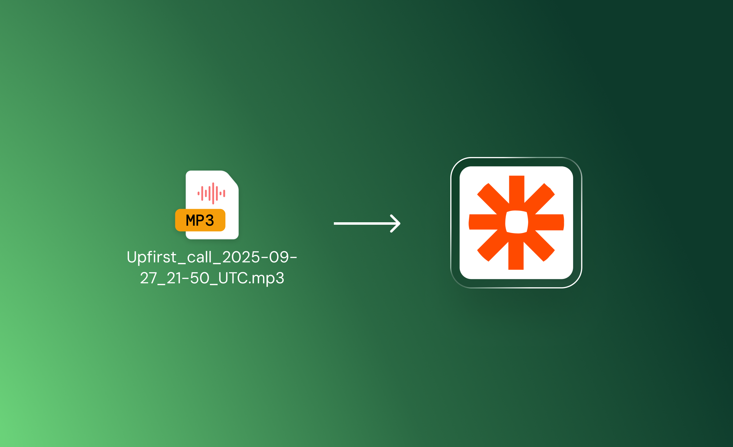 Zapier integration showing call recording export to CRM