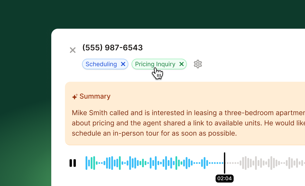Auto-tag settings showing call classification labels