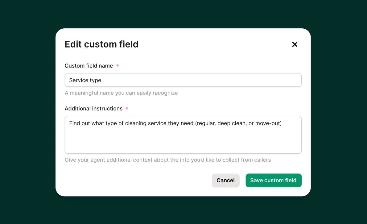 Custom question builder for configuring caller intake questions