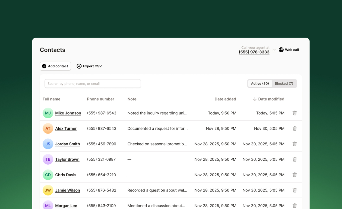 Screenshot of Upfirst user interface showing the ability to add contacts 