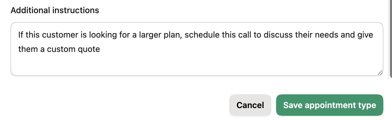 Screenshot of appointment details 