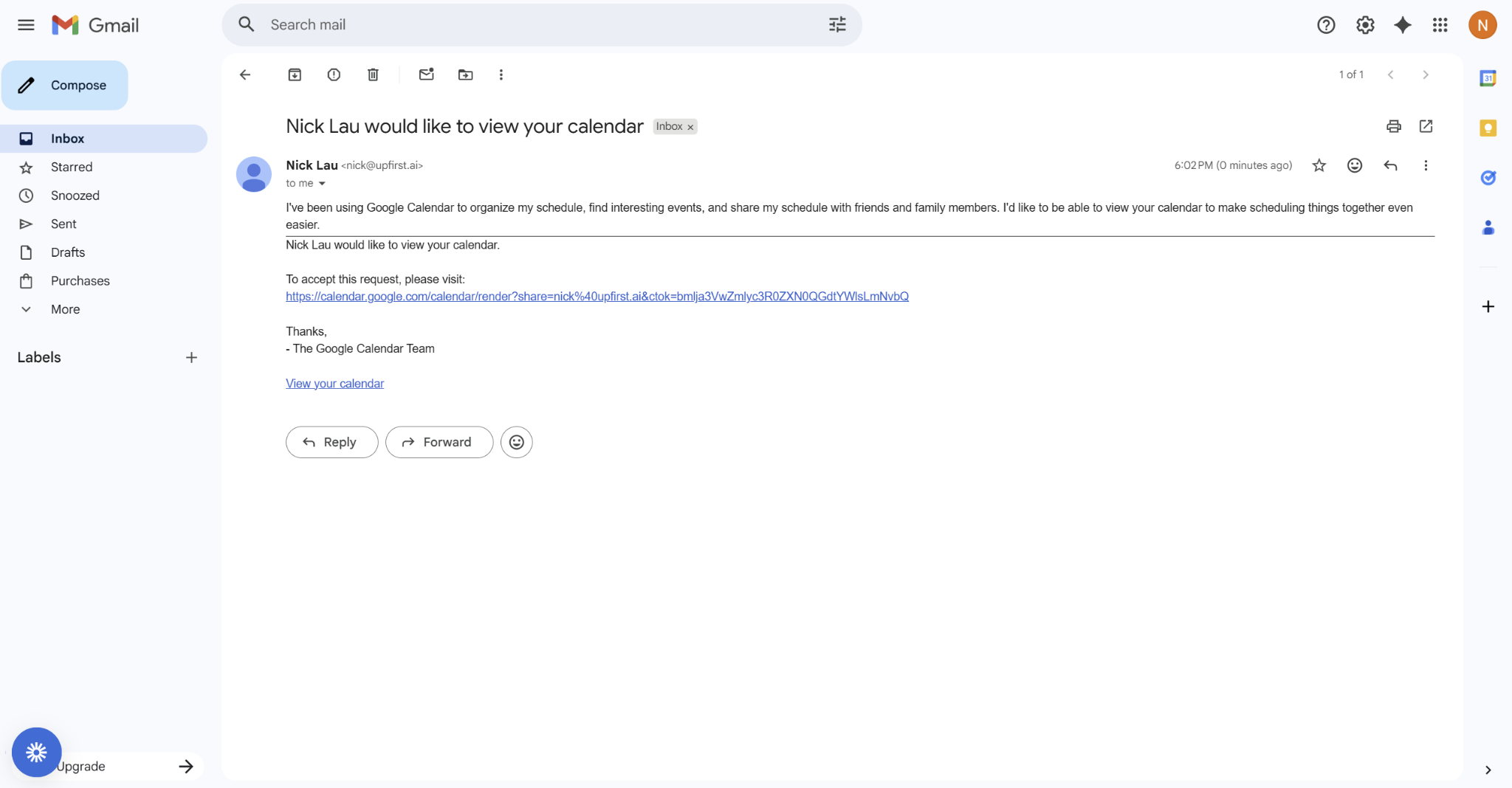 Screenshot showing permissions in Google Calendar 