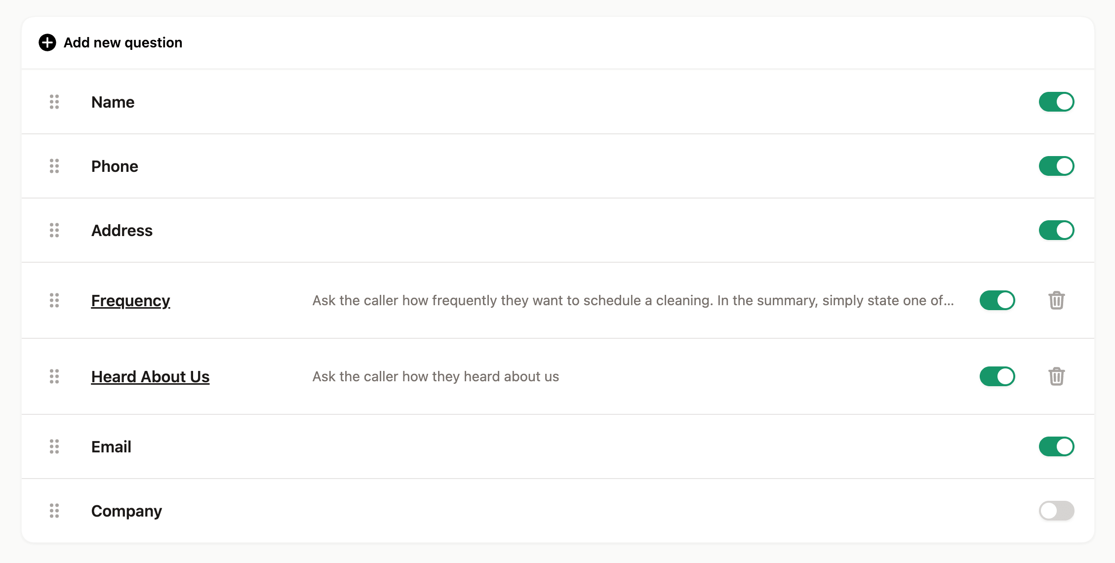 Screenshot of Upfirst UI showing the ability to collect custom fields, which are later passed to Zapier 