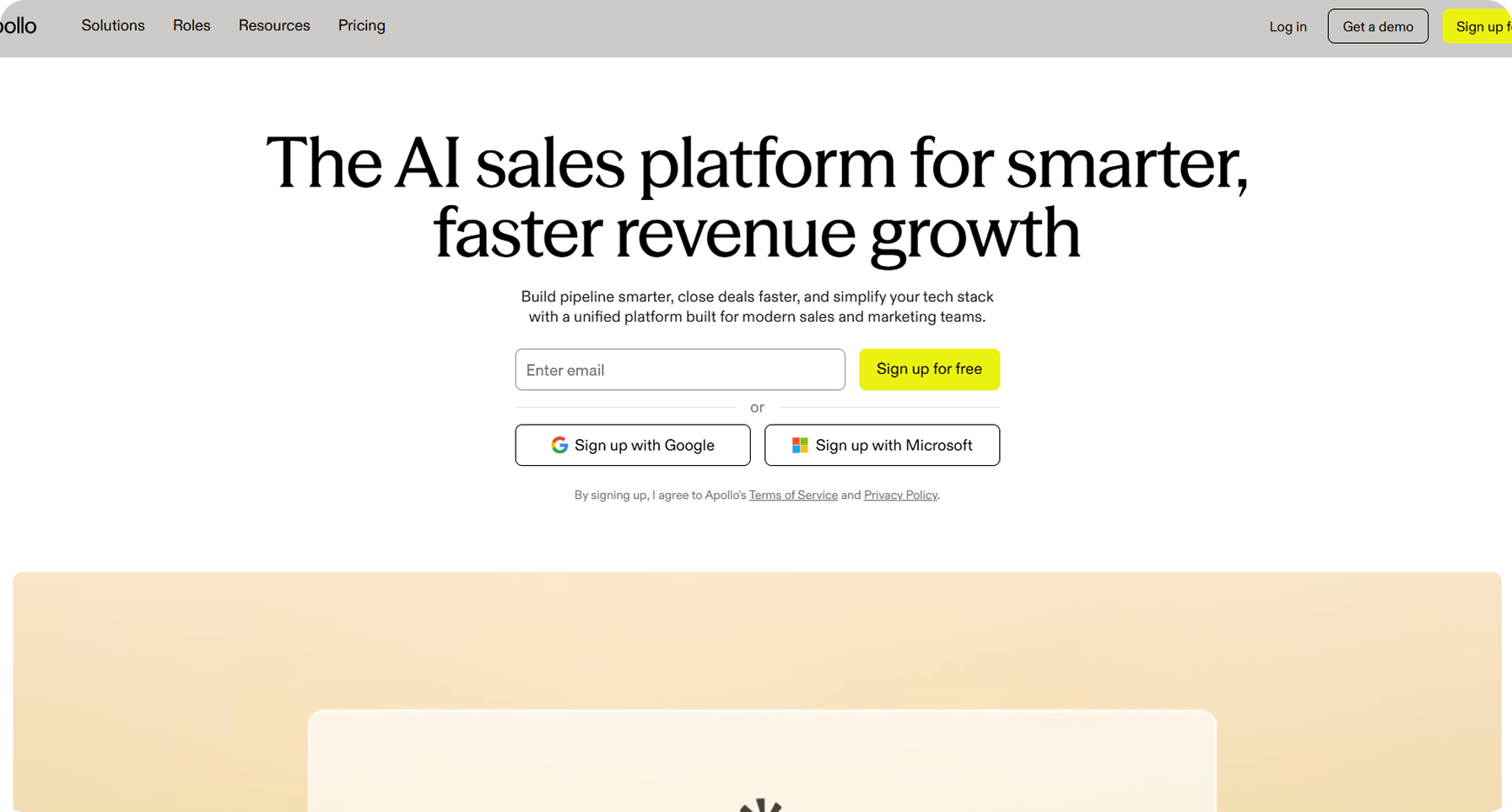 An image of Apollo.io's home page showing that it is one of the best lead generation tools for 2026.