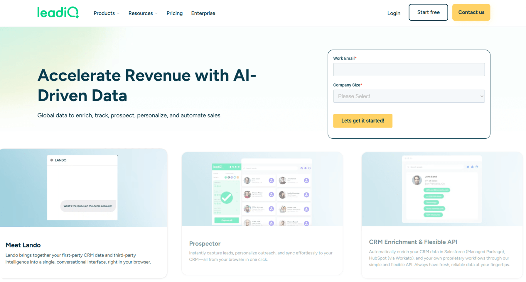 LeadIQ's home page: one of the best lead generation tools of 2026.