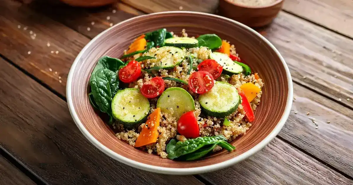 Eine farbenfrohe Quinoa-Gemüse-Bowl