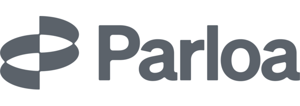 Parloa company logo with stylized circular icon to the left of the text.