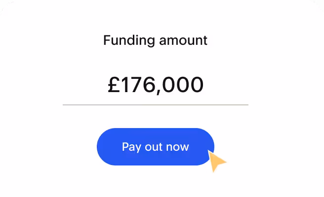 showing use case for B2B financing use flexible working capital and receive funding amount of € 176.000 with a button below that says Pay out now