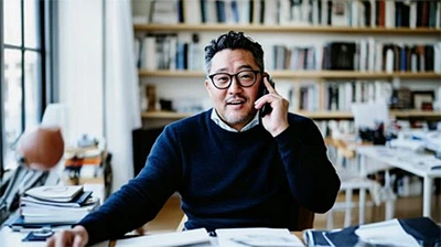Accountant talking on the phone