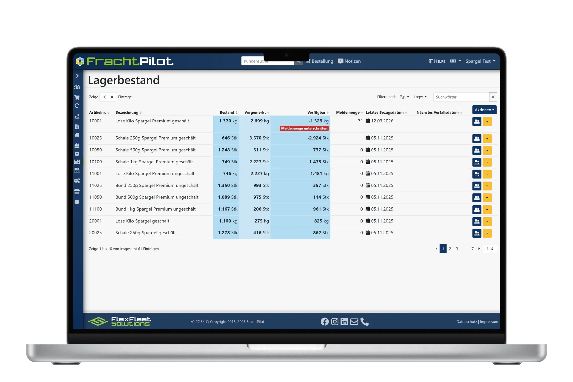 Mockup Warenwirtschaft