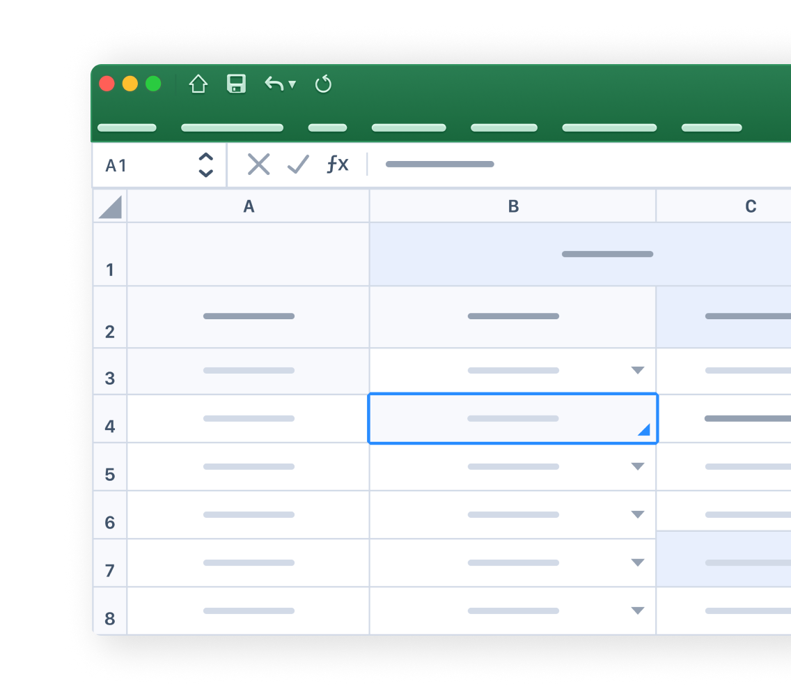 Illustration of simplified Excel spreadsheet
