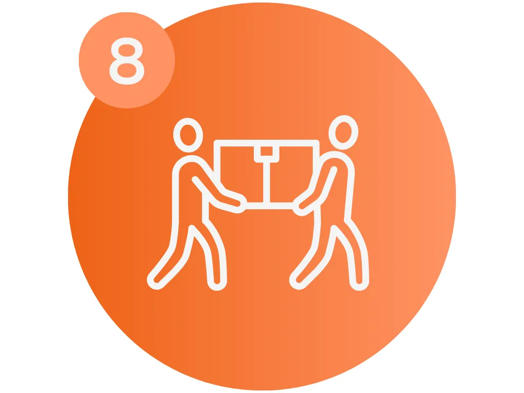 Image showing two people moving an item together to illustrate that WhisperRooms are relocatable and designed to move.