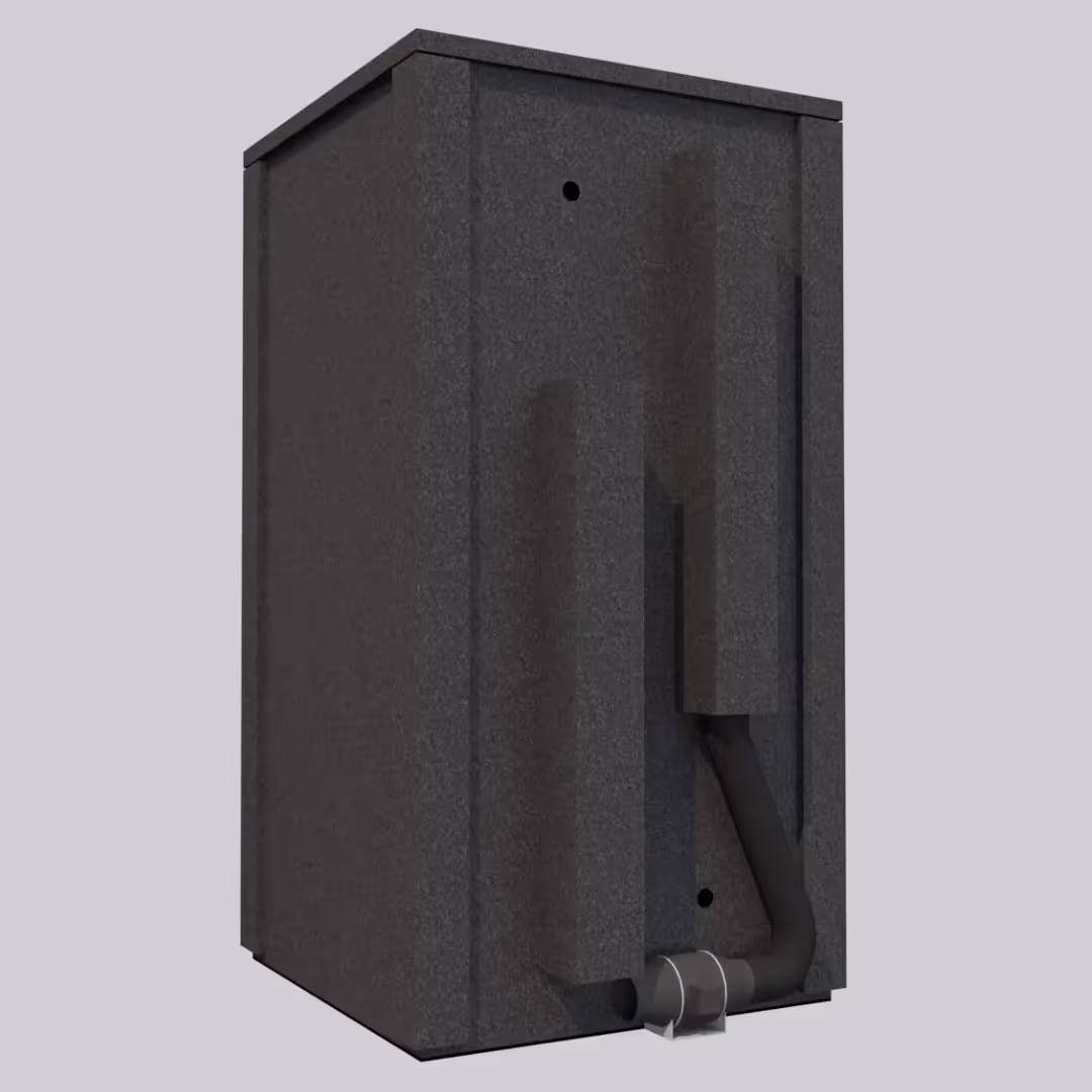 The MDL 4242 E Double-Wall WhisperRoom sound booth, shown from the rear to highlight the built-in ventilation system.