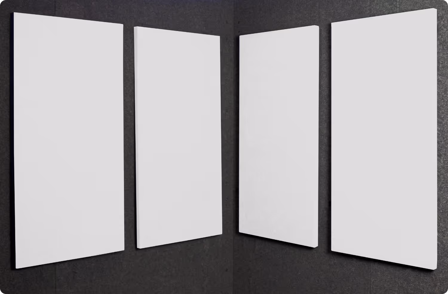 White Audimute fabric acoustic panels installed inside a WhisperRoom sound booth, shown in a clean white finish