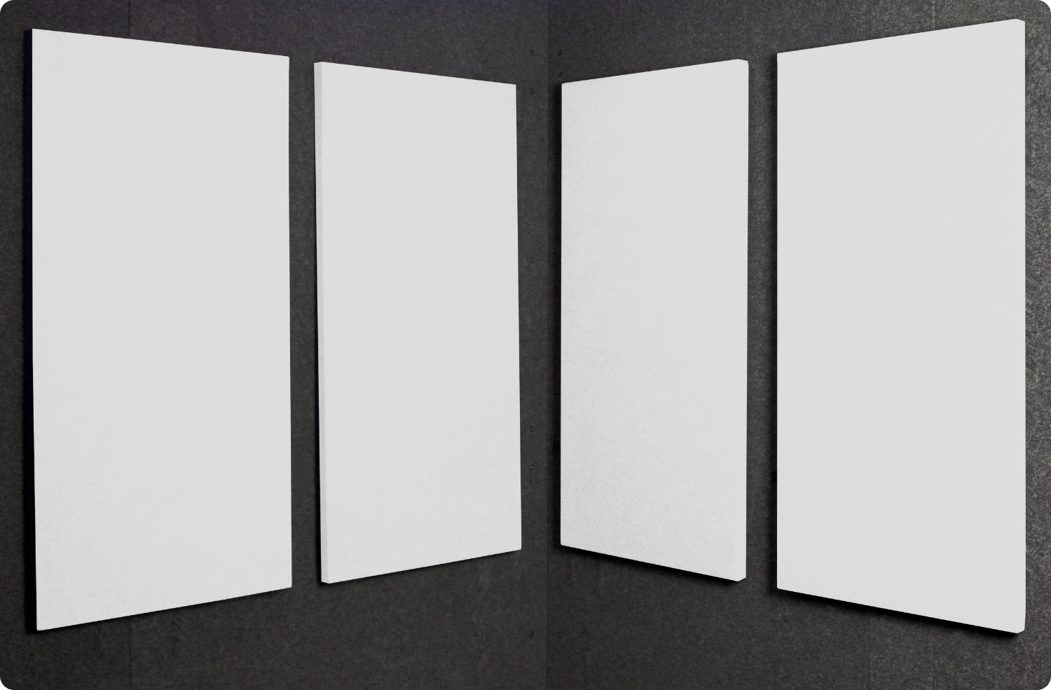 White Audimute fabric acoustic panels installed inside a WhisperRoom sound booth, shown in a clean white finish