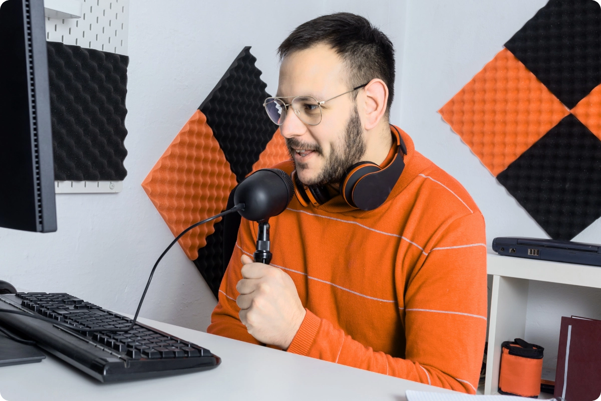 Acoustic foam panels installed on a home studio wall to reduce echo