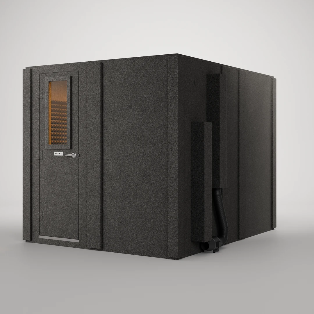 WhisperRoom MDL 10284 S closed: an 8.5' x 7' single-wall isolation booth photographed from the front corner