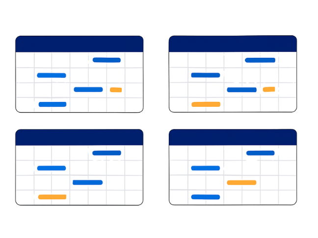 illustration of 4 content calendars