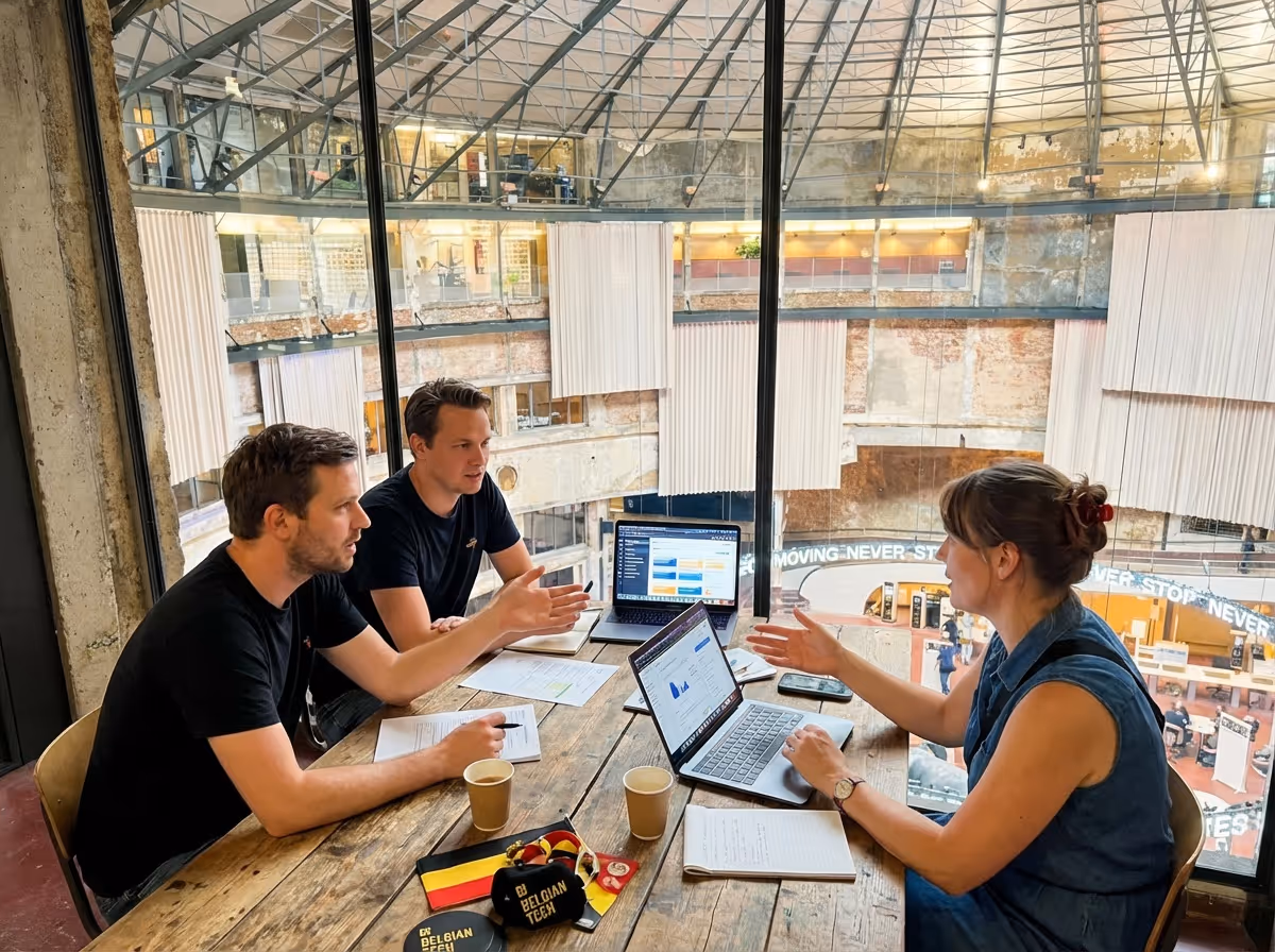 three founders discussing social media in the Winter circus