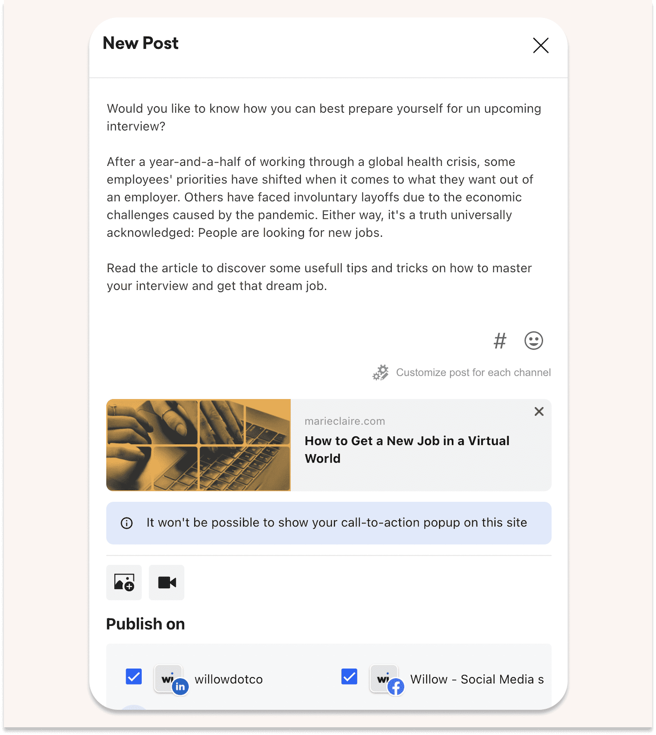 Custom caption example