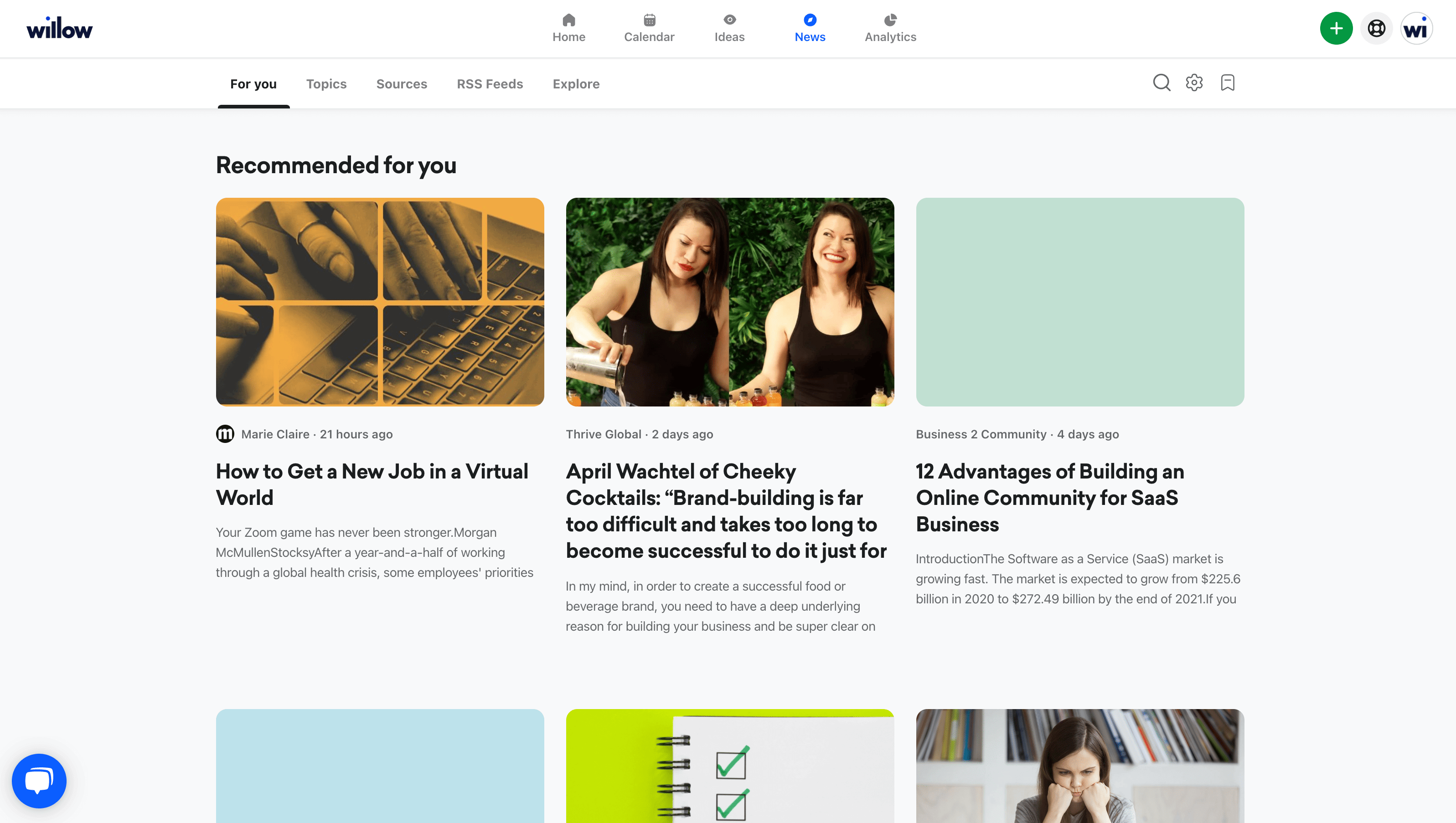 Willow recommended articles