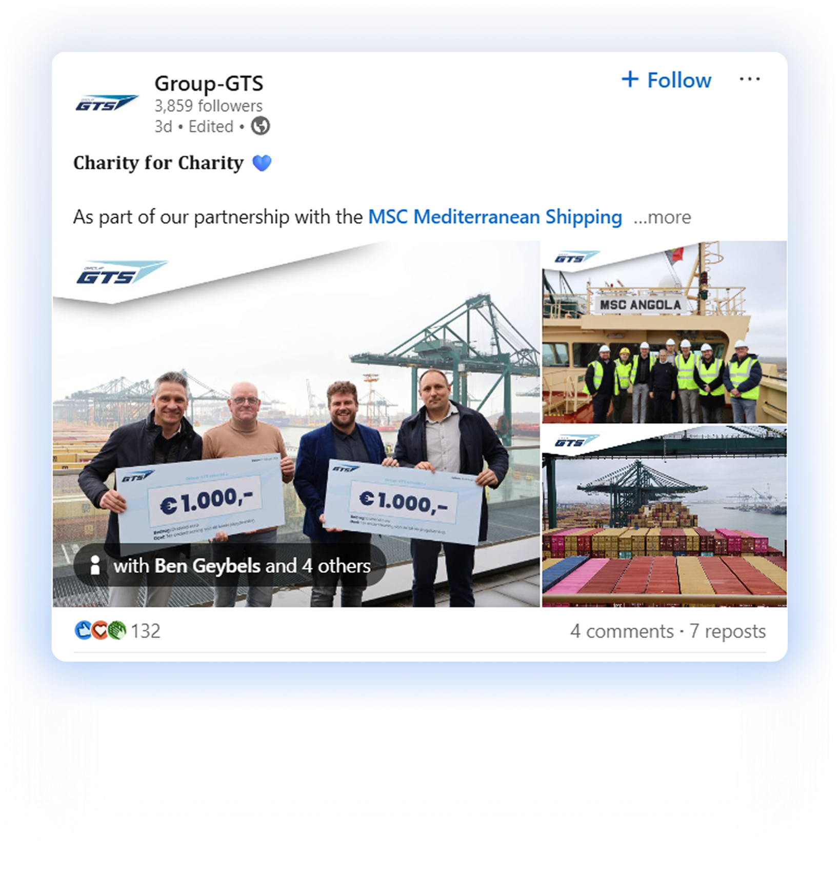 social media post about charity