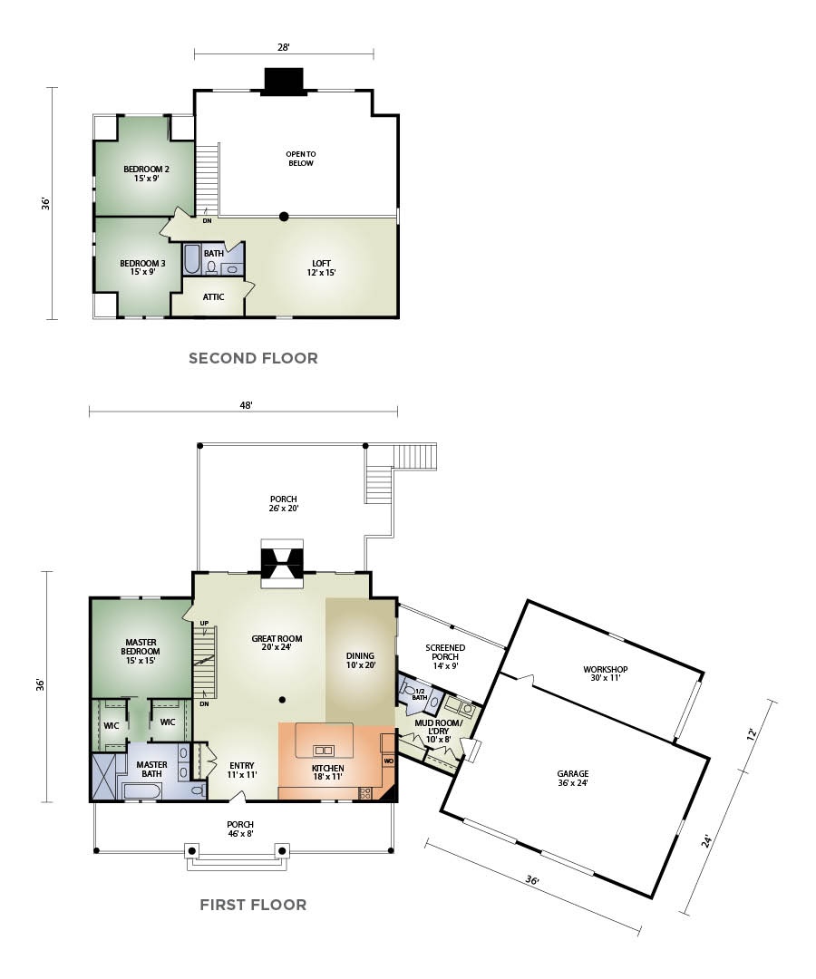 Allison log home by Hochstetler Log Homes and Timber floor plan and measurements