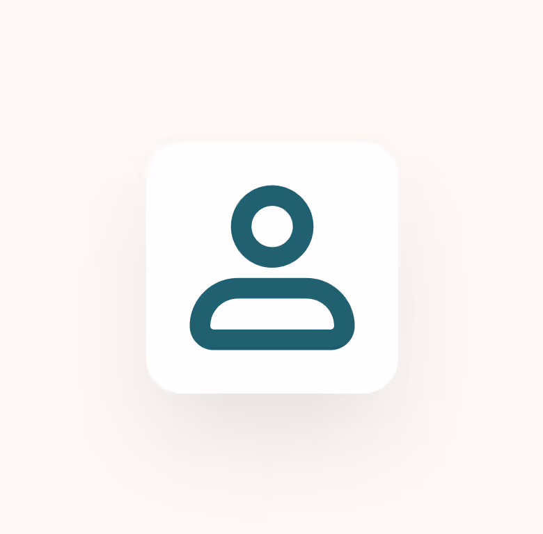 User profile icon with a circle representing the head and a rounded rectangular shape representing the shoulders on a white rounded square background.