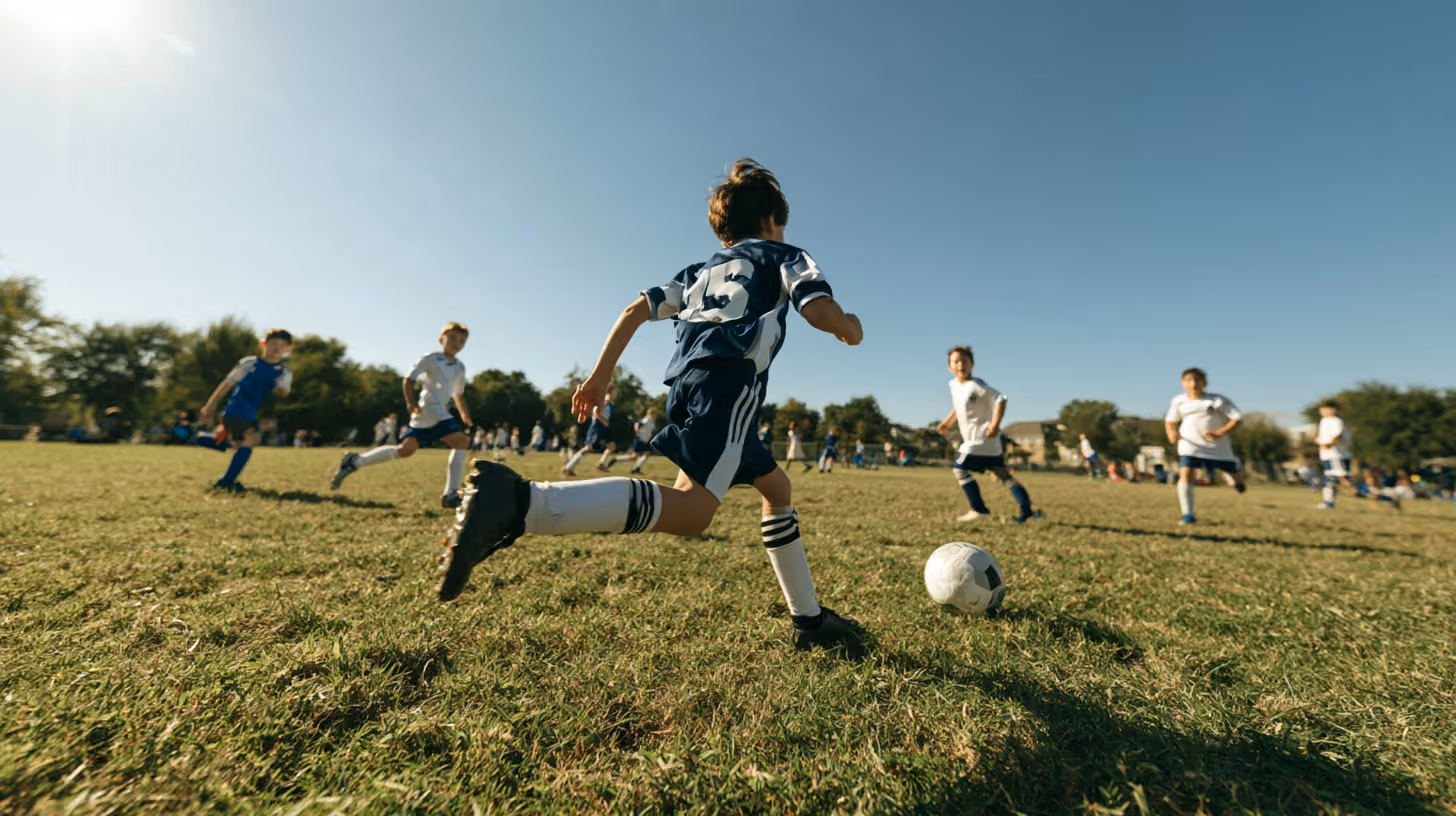 Youth soccer game in progress