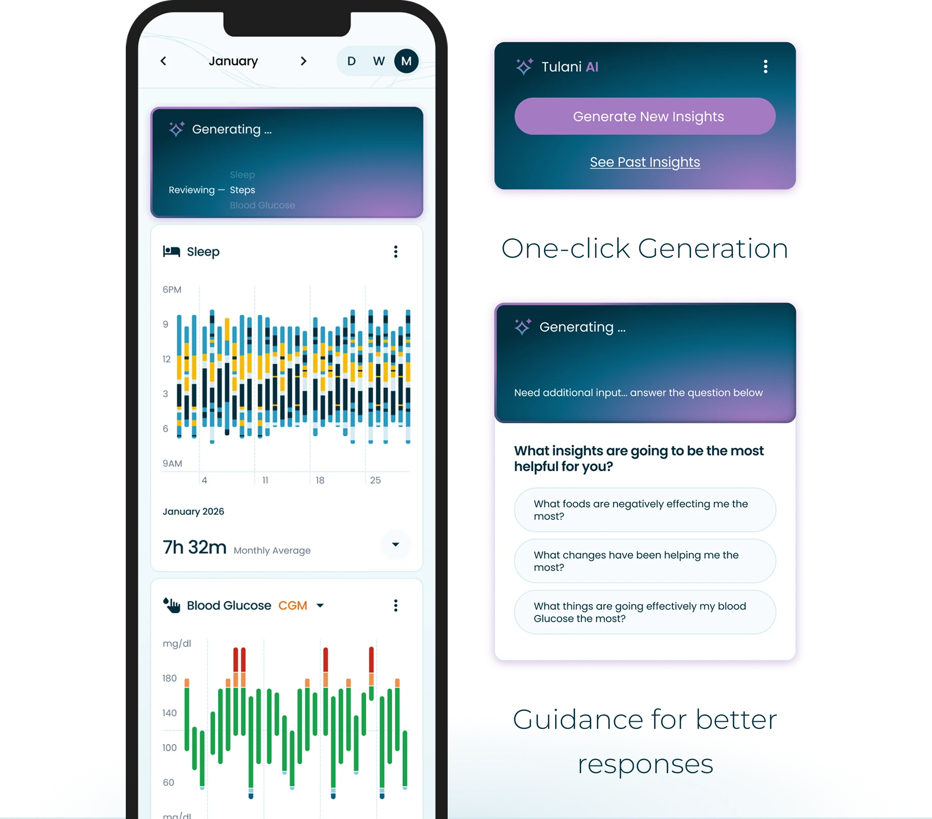 One-click Generate New Insights button and guided follow-up questions