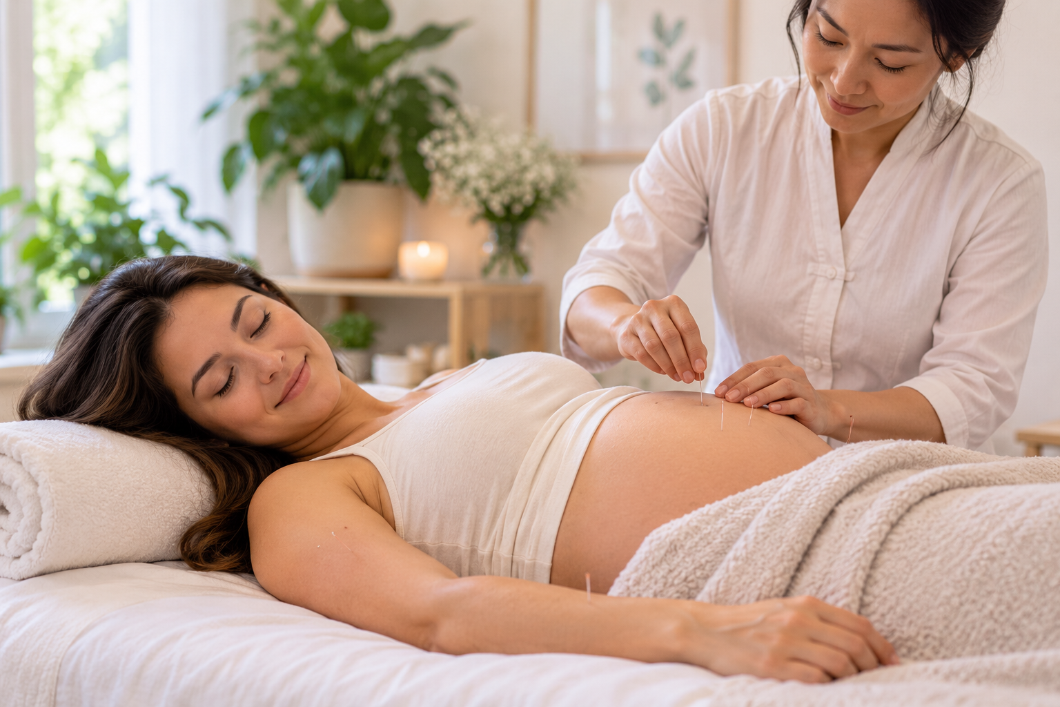 Prenatal acupuncture session at our Brooklyn birth center