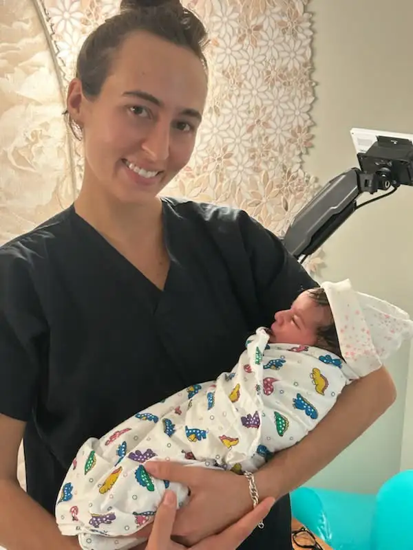 Newborn baby resting after birth at Birthing Center NYC