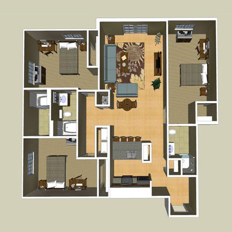 3 Bedroom layout