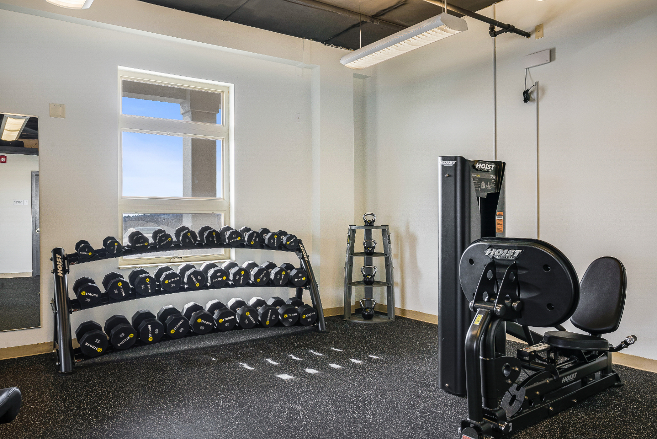 Fitness center with free weights