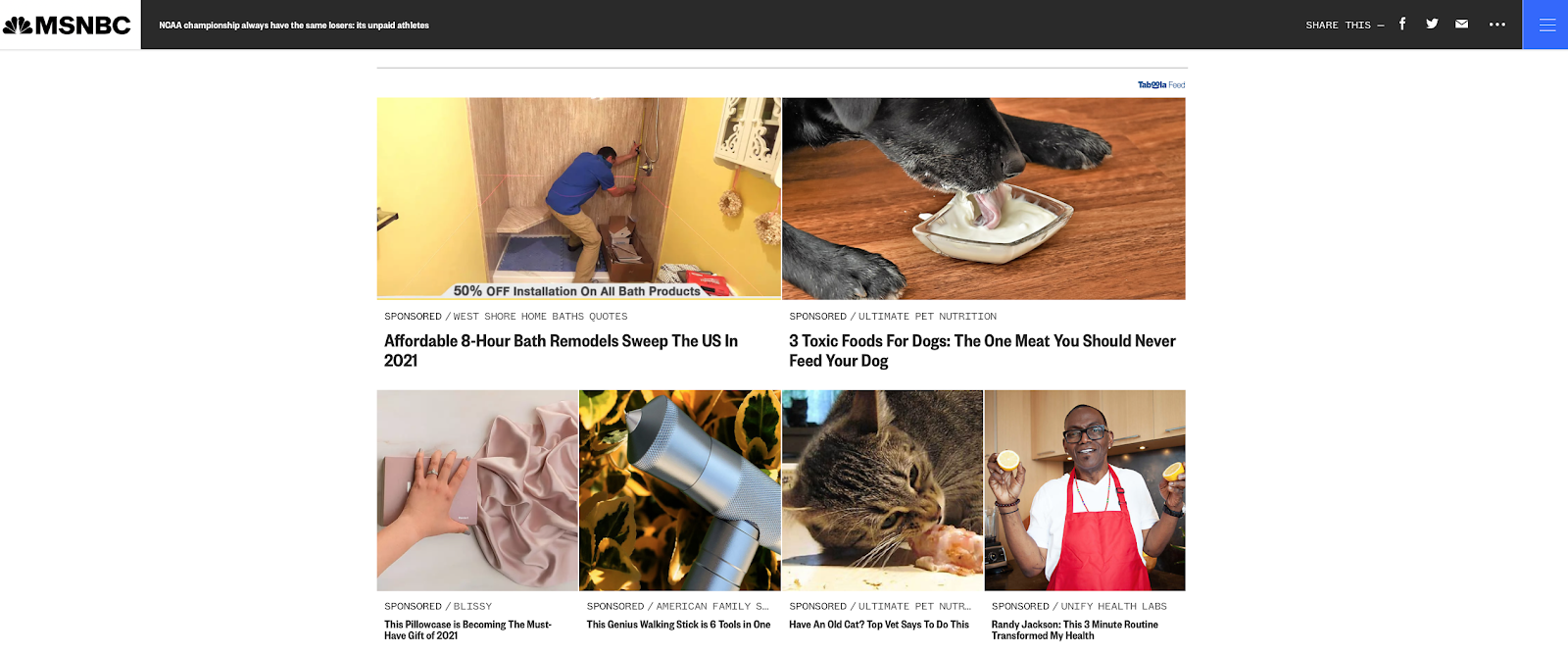 syndicated blog content by taboola on MSNBC