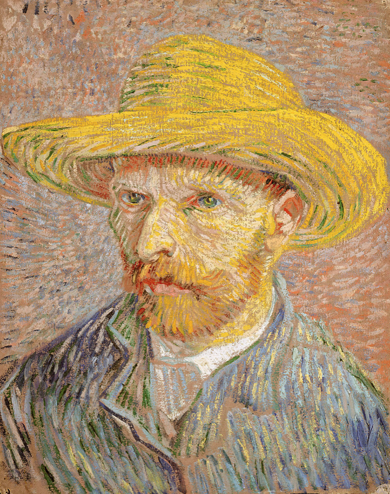 Self-Portrait with a Straw Hat by Vincent Van Gogh