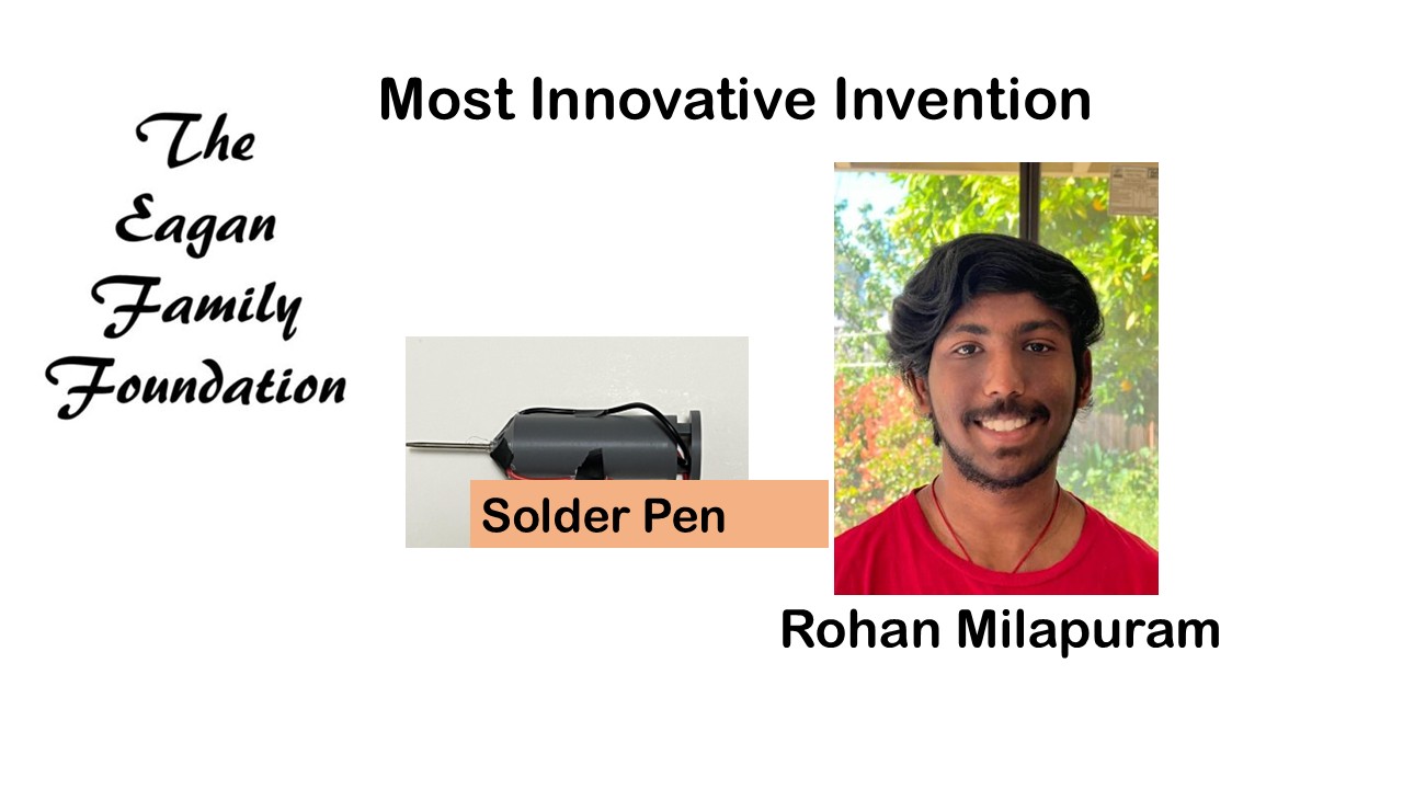 Rose Moules's headshot and an image of her invention schematic: Safe Bathroom Solver