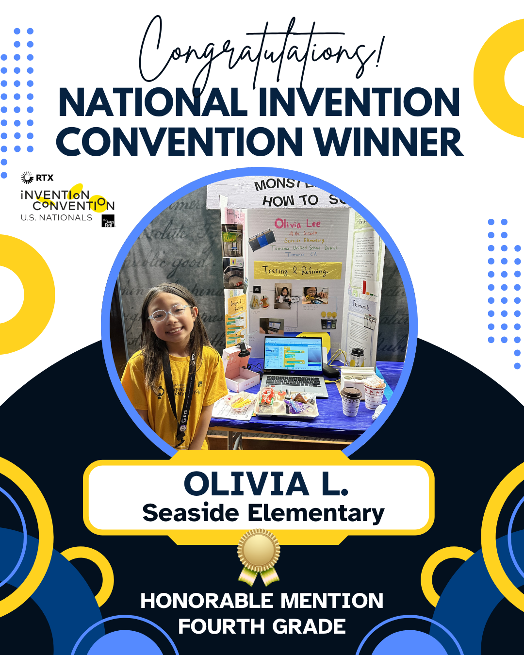 National Winner / Sufjan Shin / Arlington Elementary School / 3rd Place in Fourth Grade / Invention: Octa-Reacher