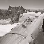 Descending the narrow trail from the top of the Aiguille du Midi