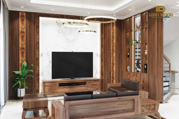 Tường nhà từ gỗ Óc Chó