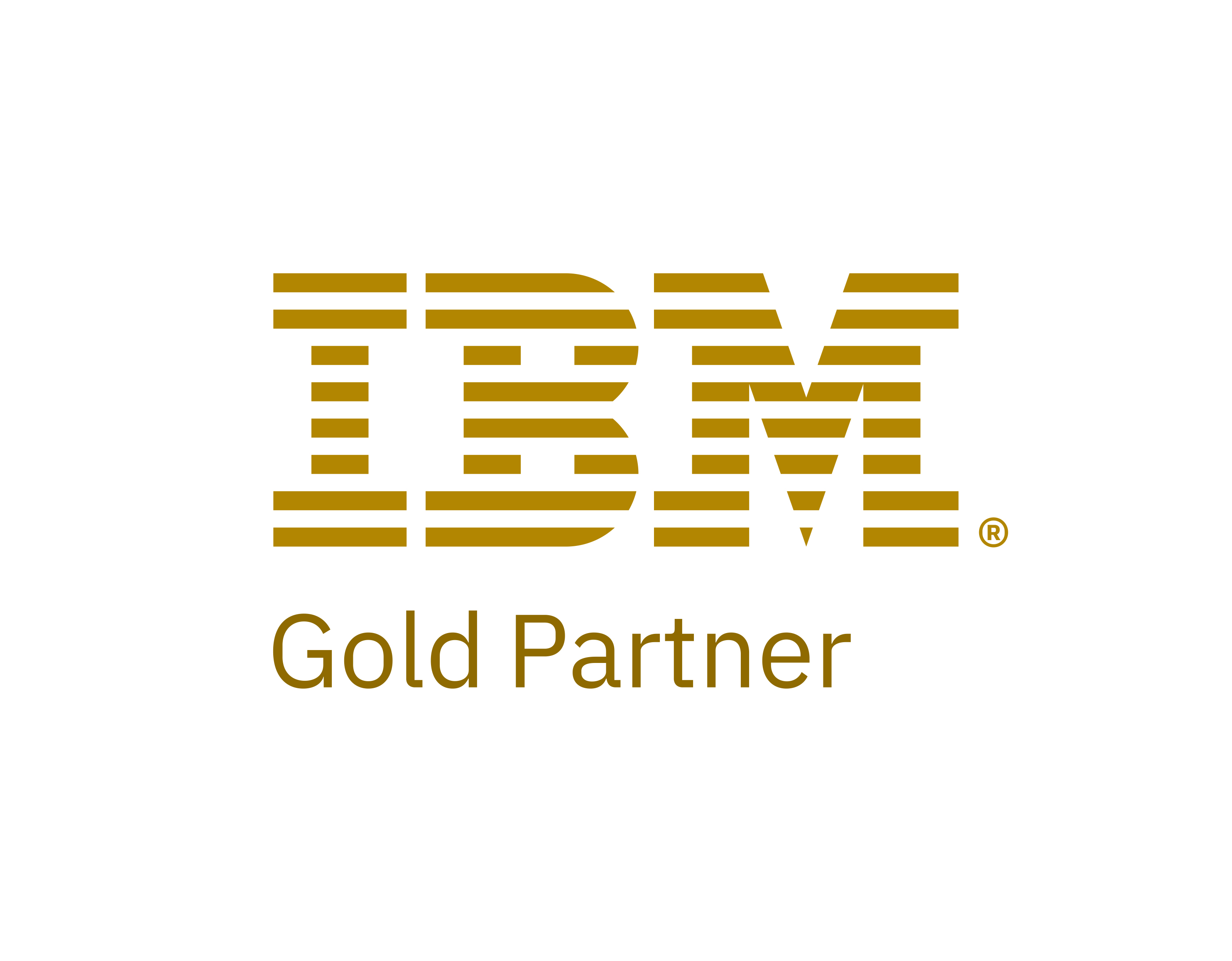 IBM logo with Gold Partner text below in gold color on a white background.