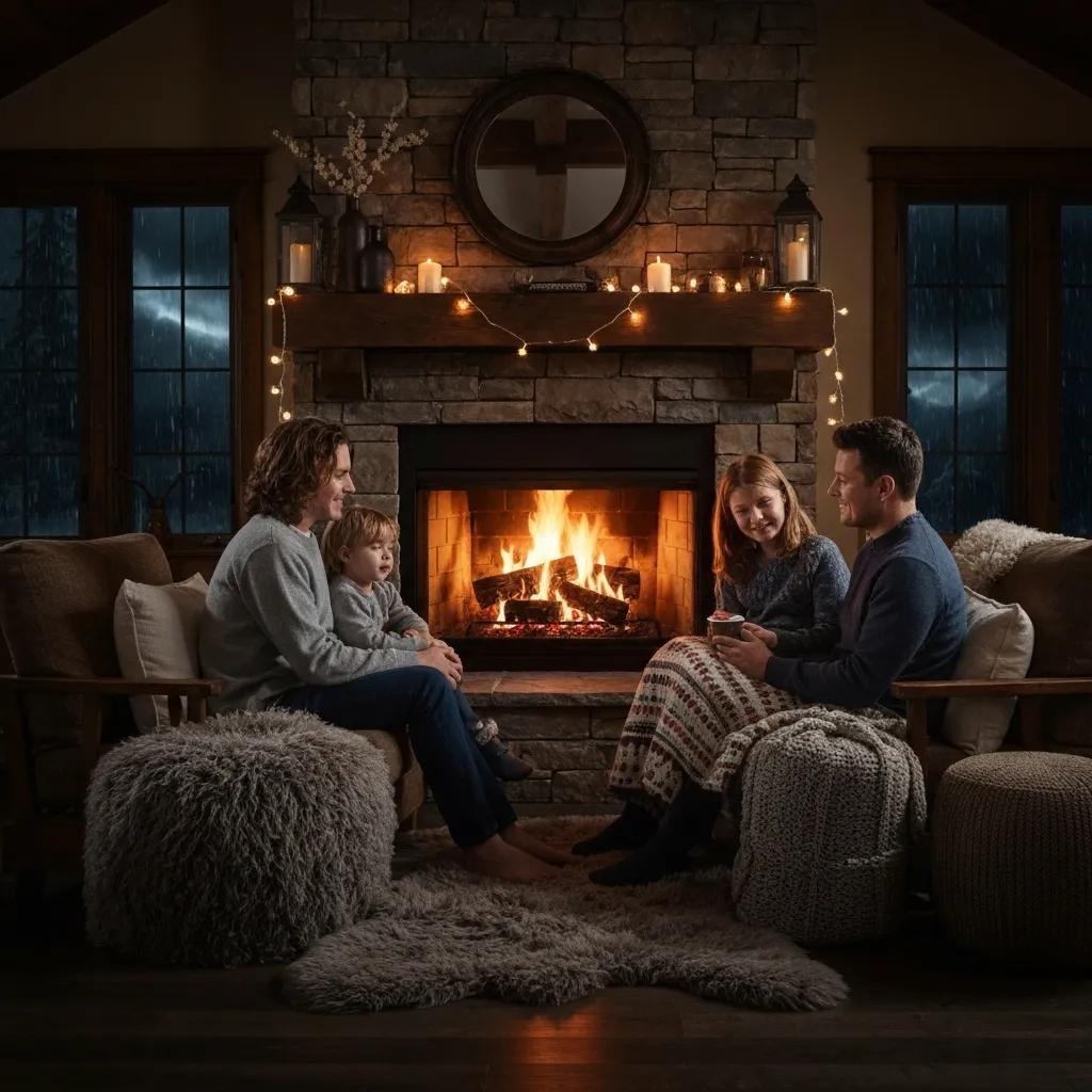 Homeowner adjusting a modern thermostat in a comfortable living room